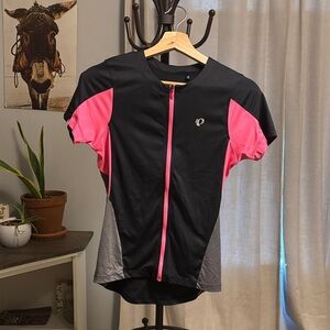 Pearl Izumi Black Pink Cycling Jersey with Gray Panels